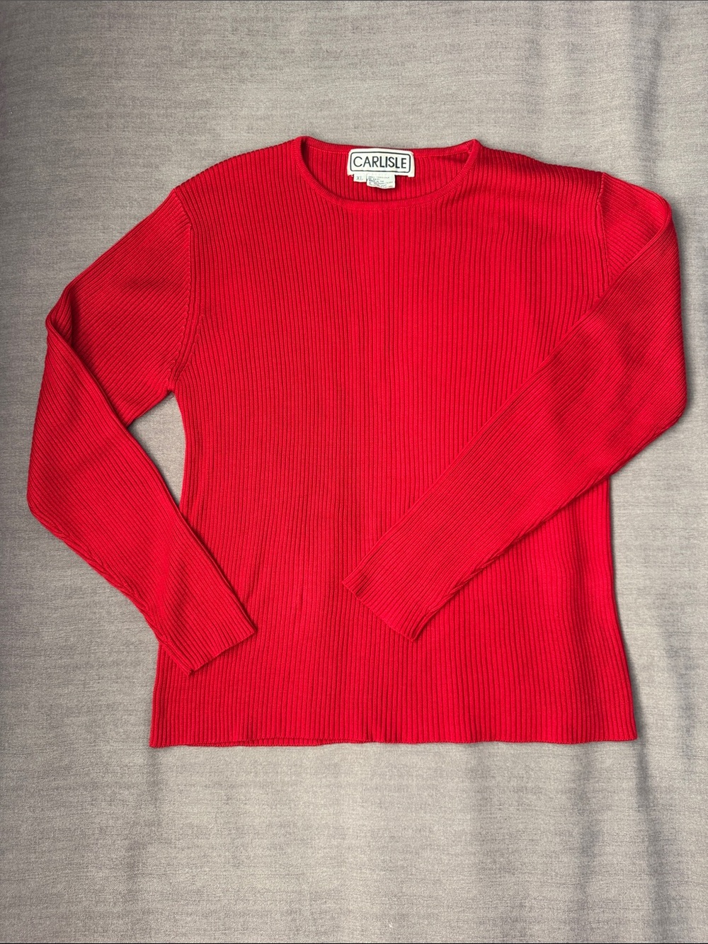 Carlisle Bright Red Ribbed Crewneck Sweater